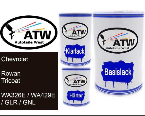 Chevrolet, Rowan Tricoat, WA326E / WA429E / GLR / GNL: 500ml Lackdose + 500ml Klarlack + 250ml Härter - Set, von ATW Autoteile West.